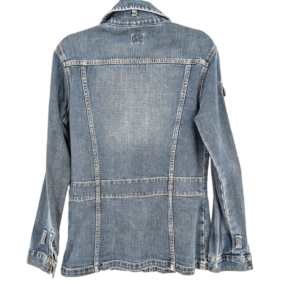 VTG 90s Y2K Dickies Womens Denim Cargo Chore Trucker‎ Jacket Utility Barn XL - Picture 5 of 7